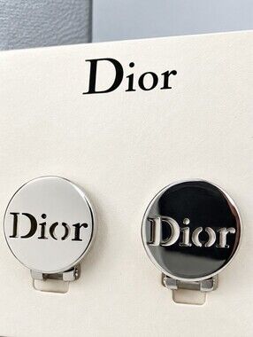 Dior DIOR Logo Cut Out Silver Tone 15mm Logo Clip On Earrings w/ Box